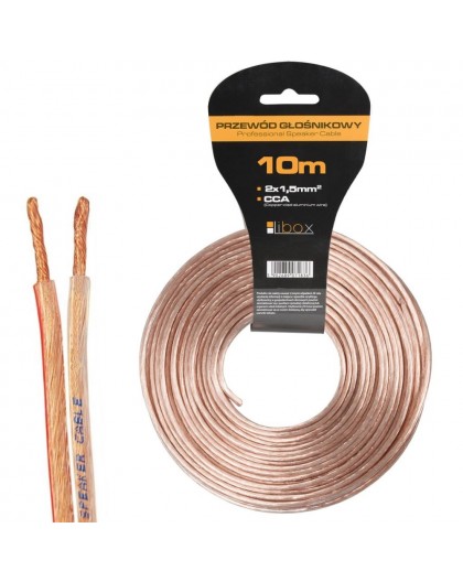 Libox Kabel głośnikowy 2x1,50mm LB0008-10 audio cable 10 m Transparent