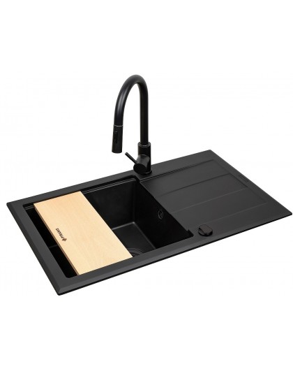 Set - PYRAMIS SPARTA PLUS LUX (78X48) 1B 1D sink + IDEA BLACK EDITION BATTERY - 070175802BE - Volcano
