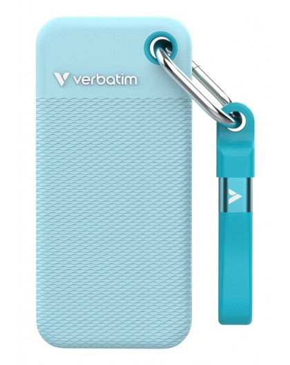 Verbatim Pocket SSD USB 3.2 Gen 2 1TB Polar Blue incl. two rubber sleeves
