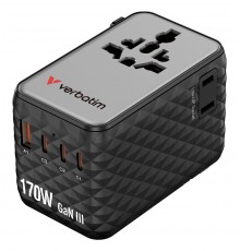 Verbatim Charge 'n' Travel 170W Universal Travel Adapter Black