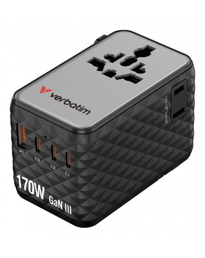 Verbatim Charge 'n' Travel 170W Universal Travel Adapter Black