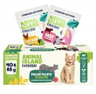 ANIMAL ISLAND Everyday Beef and chicken fillets in broth - wet cat food - 40 x 85g