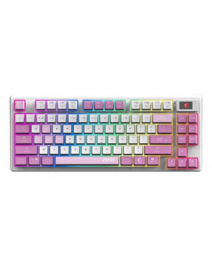 MSI FORGE GK600 TKL WIRELESS VIOLET keyboard Gaming USB + Bluetooth QWERTY UK English Pink, Violet, White