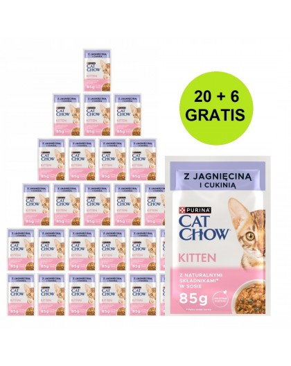 PURINA Cat Chow Kitten with lamb and zucchini in sauce - wet cat food - 26x85g (20 + 6 GRATIS)