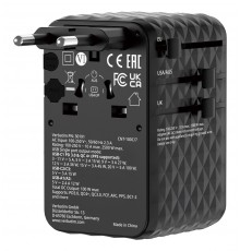 Verbatim Charge 'n' Travel 100W Universal Travel Adapter with retractable cable Black