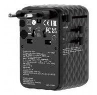 Verbatim Charge 'n' Travel 100W Universal Travel Adapter with retractable cable Black