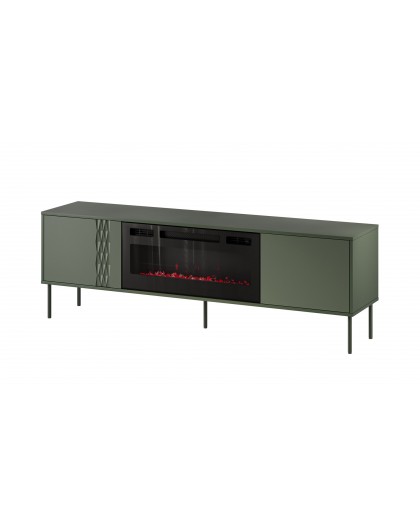 Cama RTV cabinet EF + fireplace black TRESSE 180x40x54.5 matte green