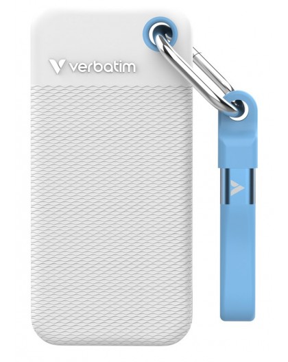 Verbatim Pocket SSD USB 3.2 Gen 2 1TB White/Light Blue incl. two rubber sleeves