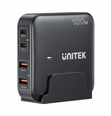 GaN network charger - Unitek P1229ABK01-EU | 100W 2x USB-C 2x USB-A