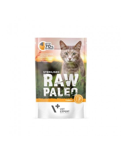 RAW PALEO Adult Cat Sterilised Turkey - wet cat food - 100 g
