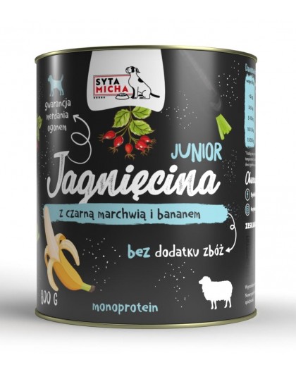 SYTA MICHA Junior Lamb with black carrot and banana - wet dog food - 800g