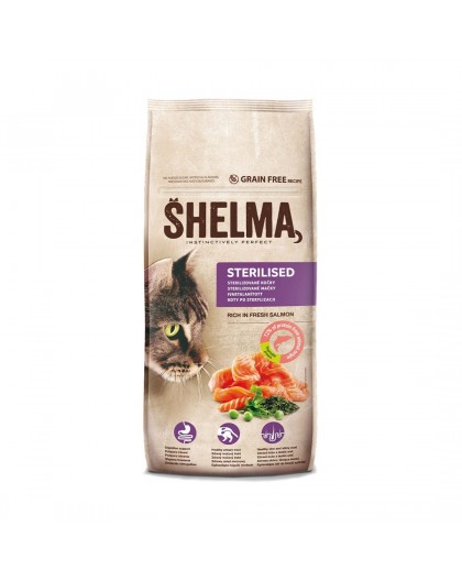 SHELMA Sterilised Salmon - dry cat food - 8kg