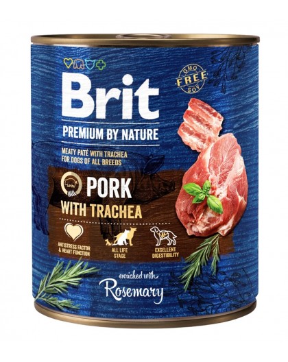 BRIT Premium by nature Pork with Trachea - wet dog food - 800g