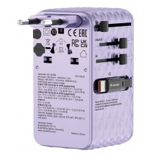Verbatim Charge 'n' Travel 70W 2C retractable Universal Travel Adapter Purple