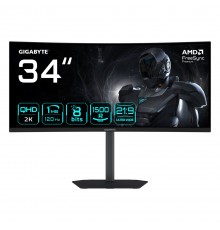 GIGABYTE GS34WQCA 34" WQHD Curved Gaming Monitor - 3440 x 1440, 1500R, 120Hz, 1ms, 300 cd/m², FreeSync Premium, HDR Ready, HDMI 