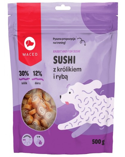 MACED Sushi with rabbit and fish - dog treat - 500g