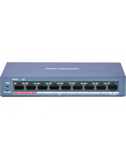 Hikvision DS-3E0109P-E/M(B) network switch Unmanaged L2 Fast Ethernet (10/100) Power over Ethernet (PoE) Blue