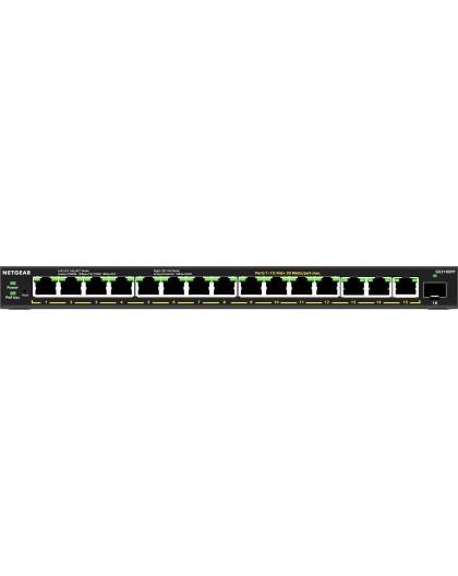 NETGEAR 16-Port High-Power PoE+ Gigabit Ethernet Plus Switch (231W) with 1 SFP port (GS316EPP) Managed Gigabit Ethernet (10/100/