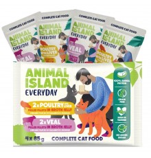 ANIMAL ISLAND Everyday Veal and poultry with liver - wet cat food - 4 x 85g