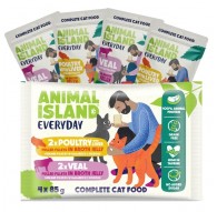 ANIMAL ISLAND Everyday Veal and poultry with liver - wet cat food - 4 x 85g