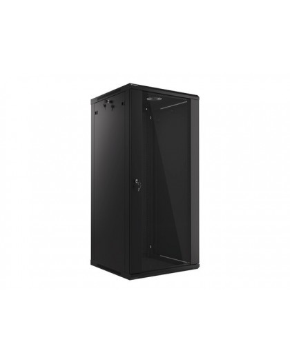 Lanberg wall-mounted installation rack cabinet 19'' 27U 600x600mm black (glass door)