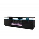 RTV EVA cabinet with electric fireplace 180x40x52 cm black/gloss black