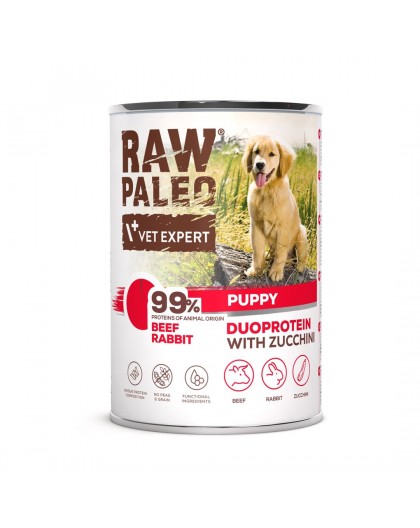 RAW PALEO Duoprotein Beef & Rabbit Puppy - wet dog food - 400g