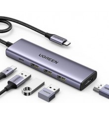 Ugreen 15596 laptop dock/port replicator Wired USB 3.2 Gen 1 (3.1 Gen 1) Type-A + Type-C Aluminium