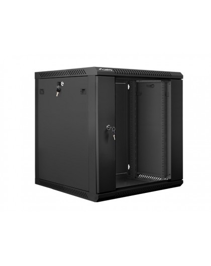 Lanberg wall-mounted installation rack cabinet 19'' 12U 600x600mm black (glass door)