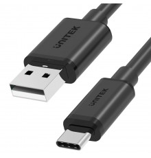 UNITEK USB KAABEL USB-A — USB-C 50CM, Y-C481BK MUSTA