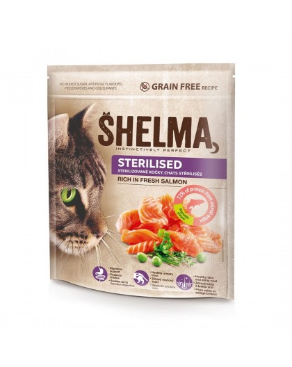 SHELMA Sterilised Rich in salmon - dry cat food - 750g