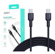 AUKEY CB-NCC2 USB-C Type-C Power Delivery PD 60W 3A 1.8m Nailon Musta