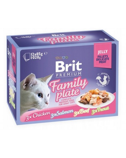 BRIT Premium Family Plate Fillets in Jelly Mix of Flavors - wet food for cats - 12x85g
