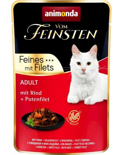 ANIMONDA vom Feinsten Beef, turkey fillet - wet cat food - 85 g