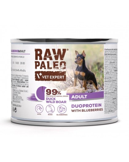 RAW PALEO Duoprotein Duck & Boar Adult - wet dog food - 200g