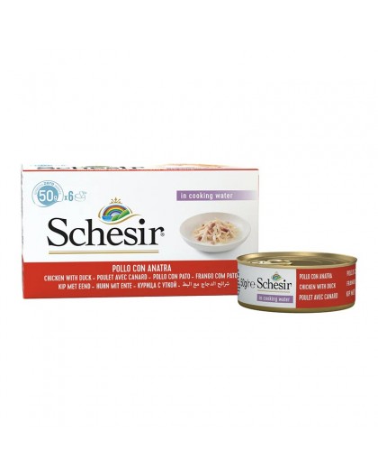 SCHESIR Chicken fillets with duck in broth - wet cat food - 6x50g