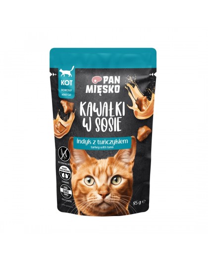 PAN MIĘSKO Pieces in sauce Turkey with tuna - wet cat food - 85g