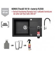 Sink KEROS (76x48) 1B 1D volcano + tap Flessi