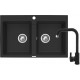 Sink SPARTA 78x50 2B black + gran. tap SILVIO