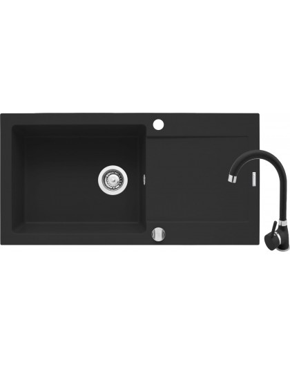Sink KORFU 78x46 1B 1D carbon + faucet Bello