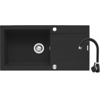 Sink KORFU 78x46 1B 1D carbon + faucet Bello