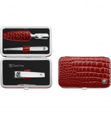 ZWILLING CLASSIC INOX Travel Set - Red Leather Case, 3 Pieces