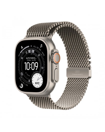 Apple Watch Ultra 3 GPS + Cellular 49mm Natural Titanium Case with Natural Titanium Milanese Loop - Large