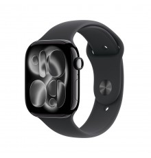 Apple Watch Series 11 GPS + Cellular 46mm Jet Black Aluminium Case with Black Sport Band - S/M