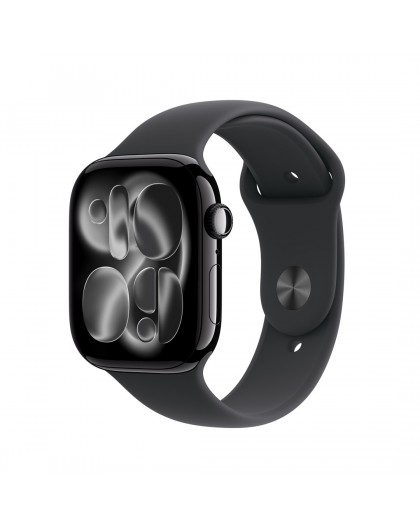 Apple Watch Series 11 GPS + Cellular 46mm Jet Black Aluminium Case with Black Sport Band - S/M