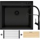 Sink SIROS (57x51.5), 1B Black + FLEXOS Tap
