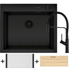 Sink SIROS (57x51.5), 1B Black + FLEXOS Tap