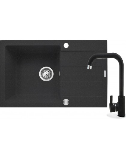 Sink. SPARTA PLUS (78x48) black + SILVIO granite faucet