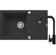 Sink. SPARTA PLUS (78x48) black + SILVIO granite faucet