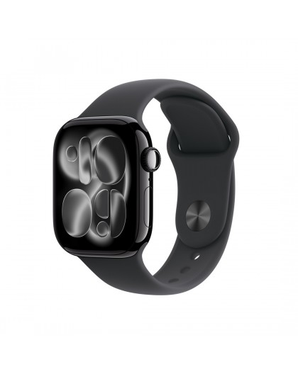 Apple Watch Series 11 GPS + Cellular 42mm Jet Black Aluminium Case with Black Sport Band - M/L